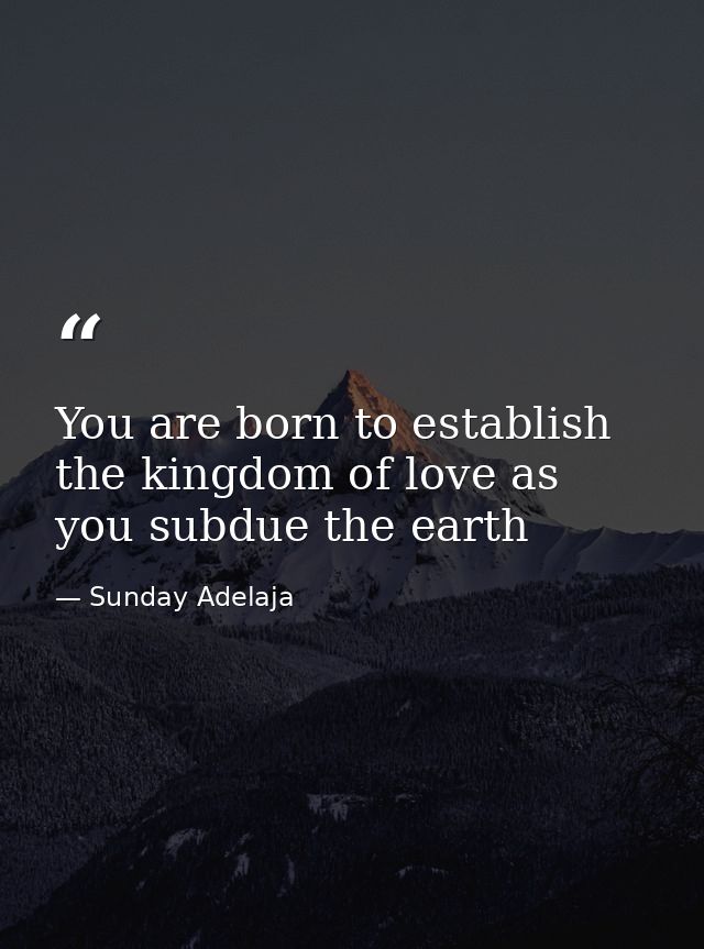 You are born to establish the kingdom of love as you subdue the earth — Sunday Adelaja