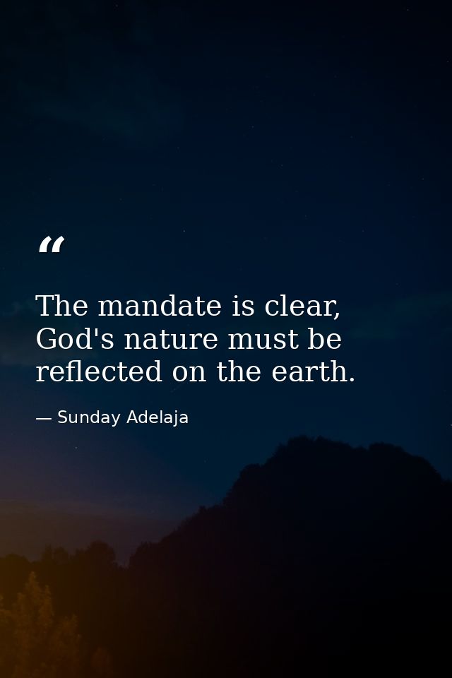 The mandate is clear, God's nature must be reflected on the earth. — Sunday Adelaja