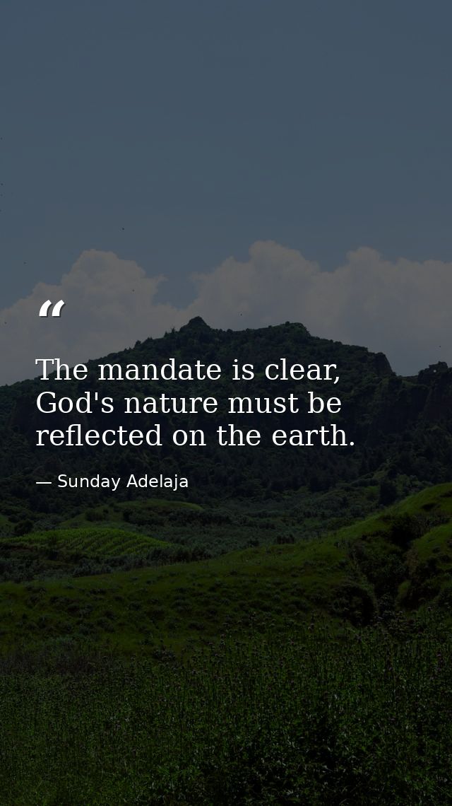 The mandate is clear, God's nature must be reflected on the earth. — Sunday Adelaja