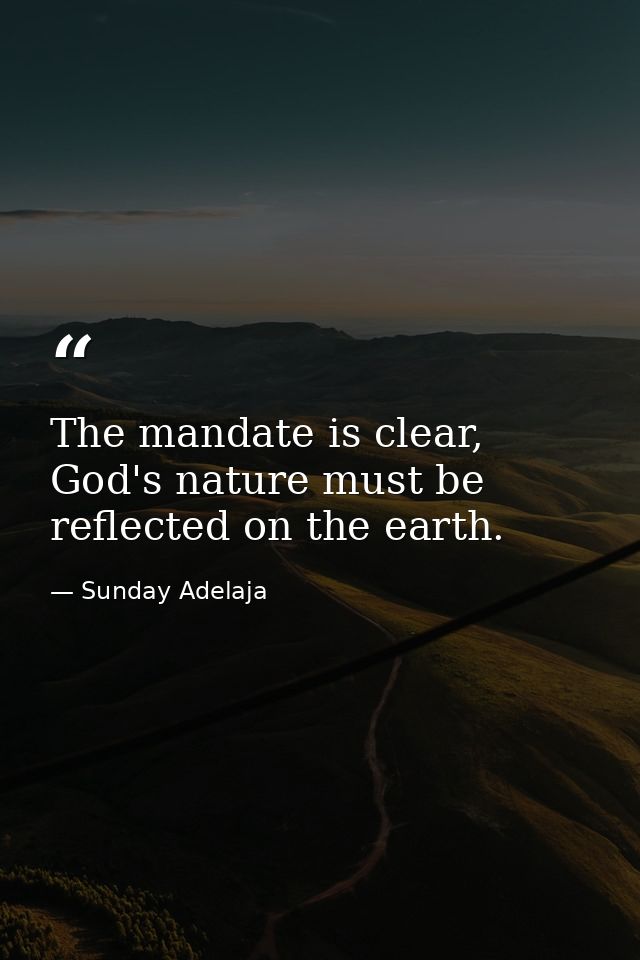 The mandate is clear, God's nature must be reflected on the earth. — Sunday Adelaja