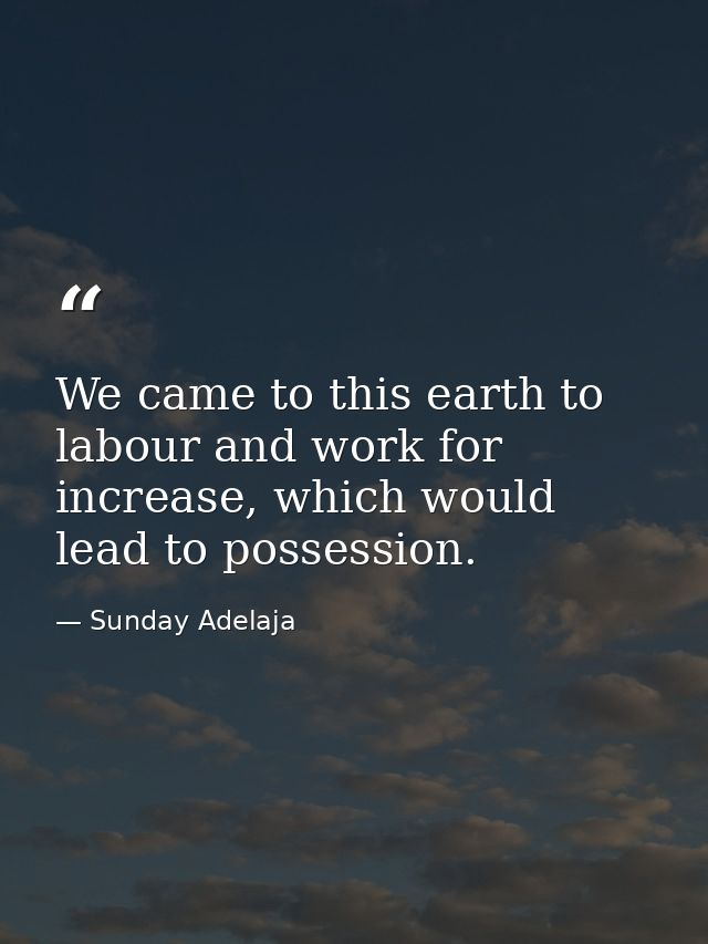 We came to this earth to labour and work for increase, which would lead to possession. — Sunday Adelaja