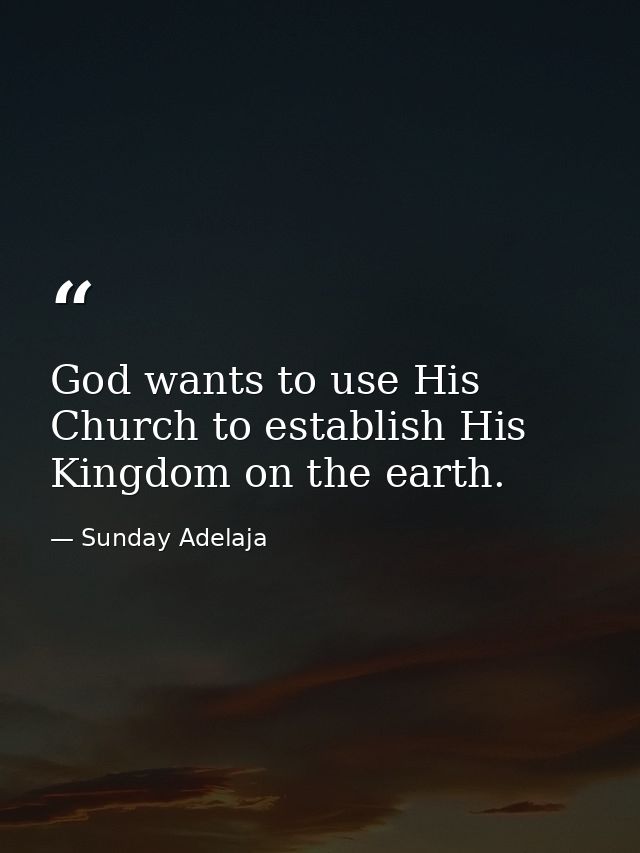 God wants to use His Church to establish His Kingdom on the earth. — Sunday Adelaja