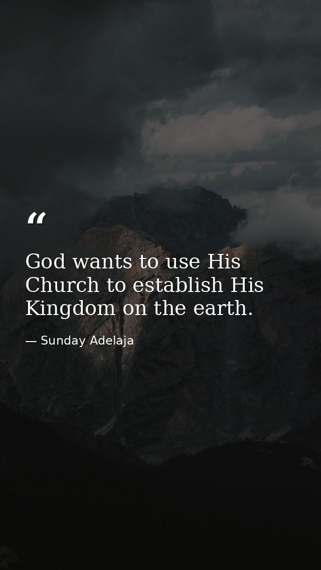 God wants to use His Church to establish His Kingdom on the earth. — Sunday Adelaja