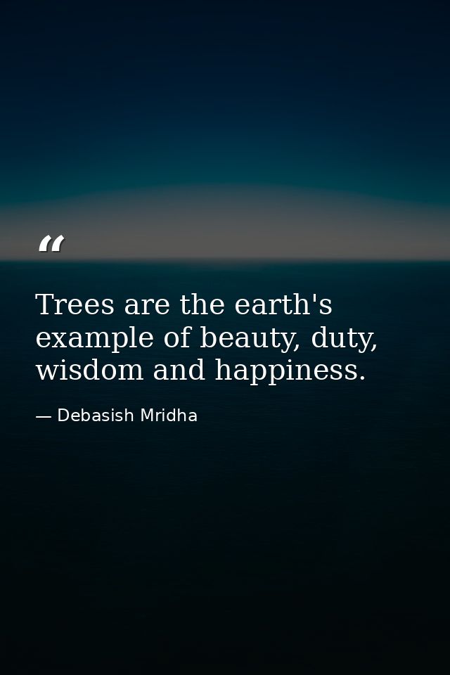 Trees are the earth's example of beauty, duty, wisdom and happiness. — Debasish Mridha