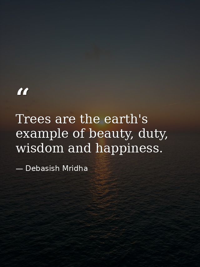 Trees are the earth's example of beauty, duty, wisdom and happiness. — Debasish Mridha