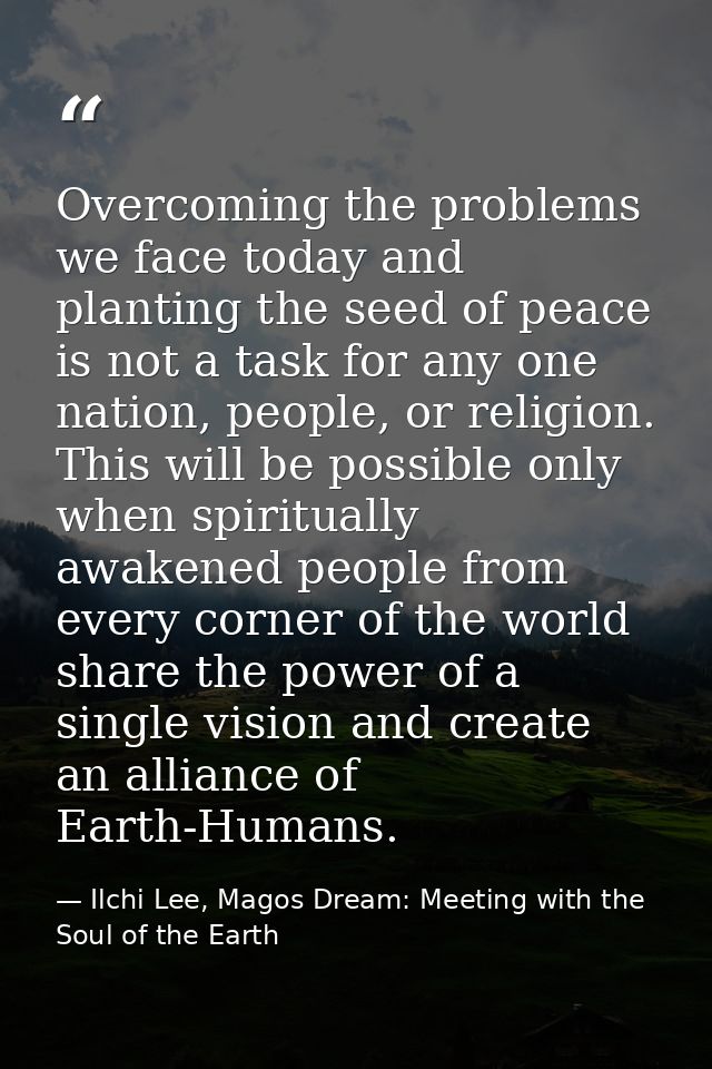 Overcoming the problems we face today and planting the seed of peace is not a task for any one nation, people, or religi — Ilchi Lee, Magos Dream: Meeting with the Soul of the Earth