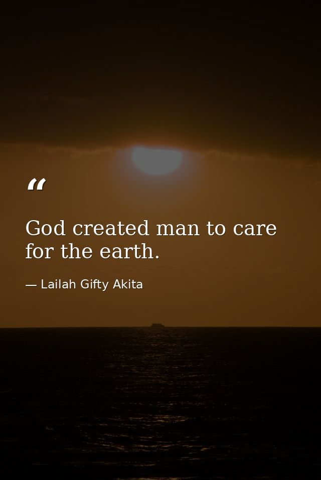 God created man to care for the earth. — Lailah Gifty Akita
