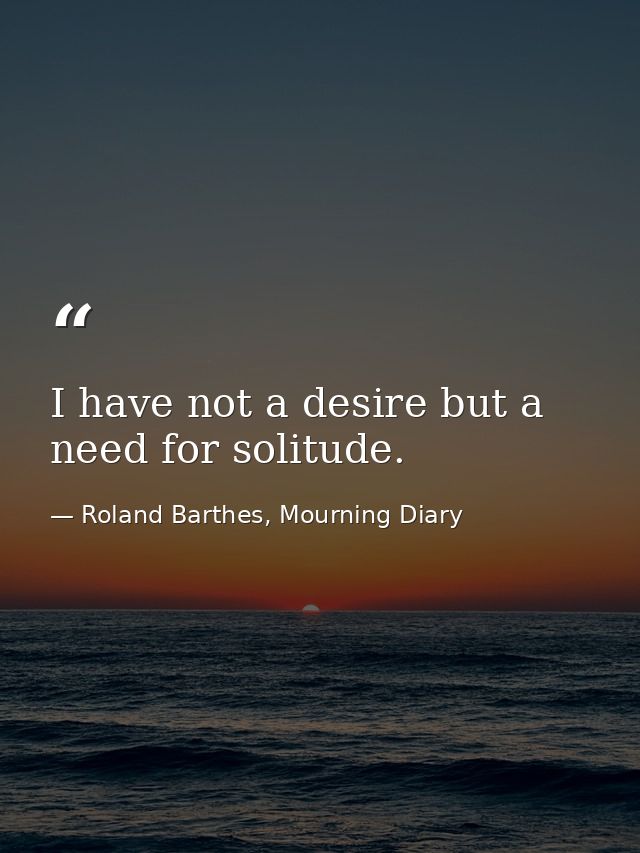 I have not a desire but a need for solitude. — Roland Barthes, Mourning Diary