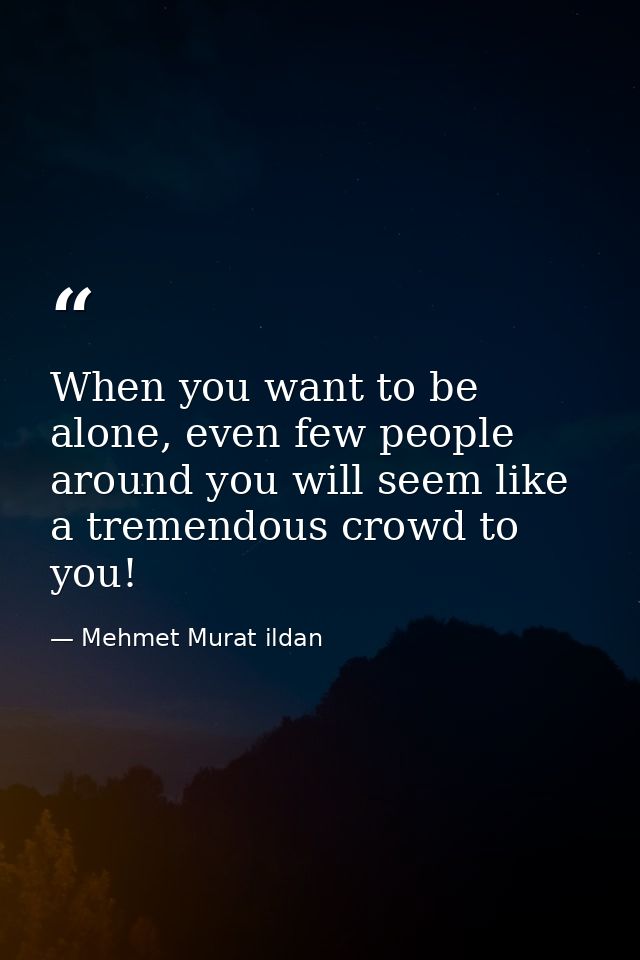When you want to be alone, even few people around you will seem like a tremendous crowd to you! — Mehmet Murat ildan