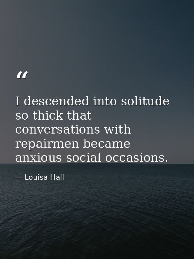 I descended into solitude so thick that conversations with repairmen became anxious social occasions. — Louisa Hall