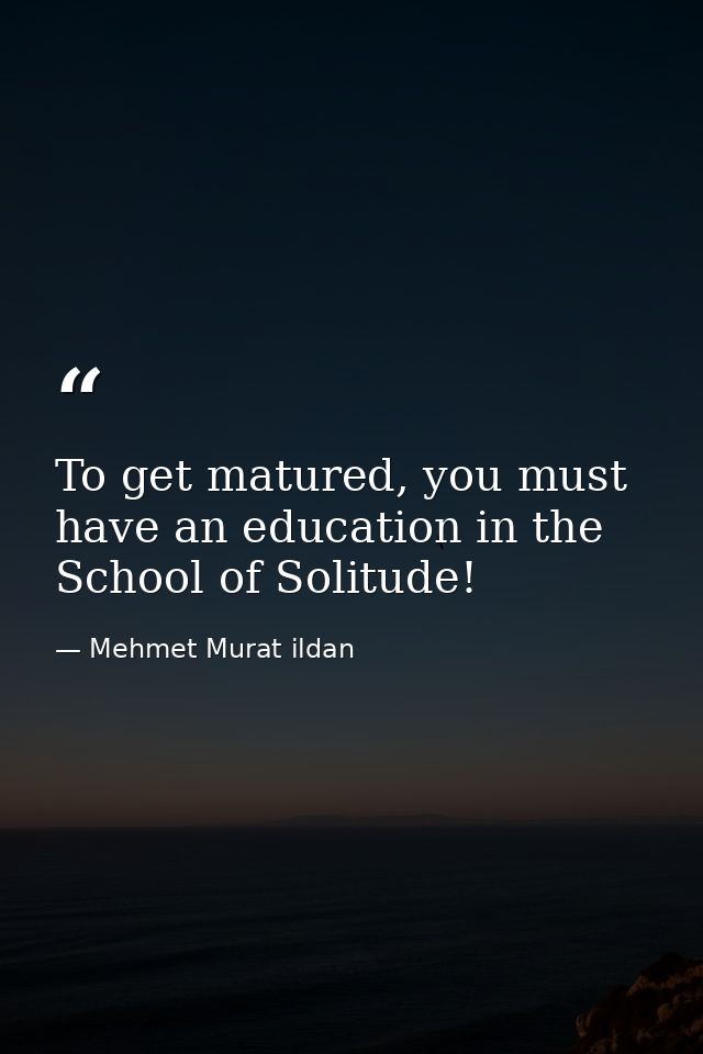 To get matured, you must have an education in the School of Solitude! — Mehmet Murat ildan