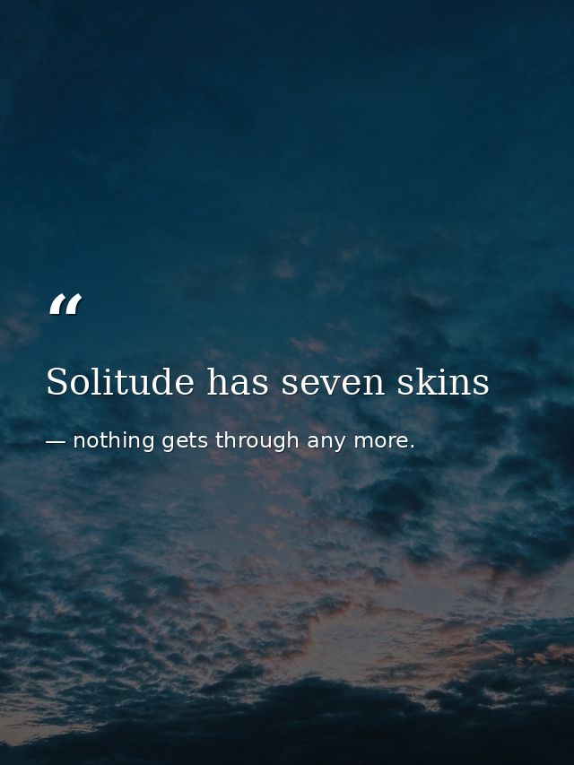 Solitude has seven skins — nothing gets through any more.