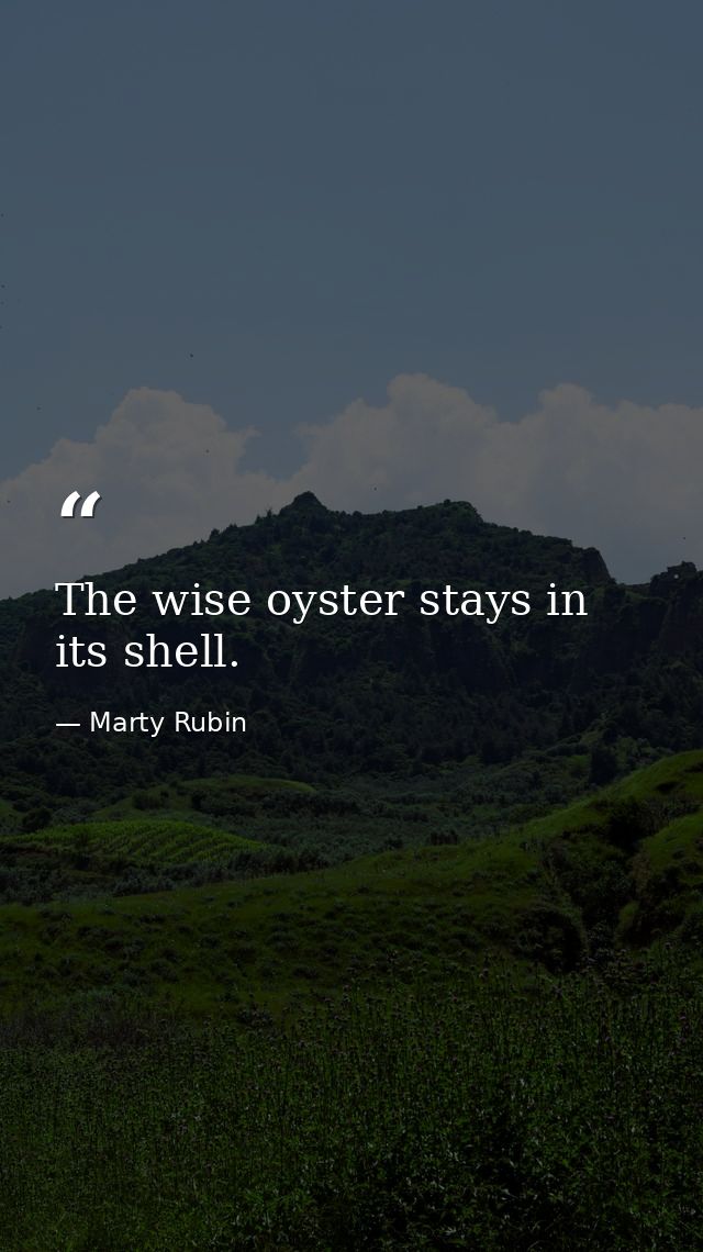 The wise oyster stays in its shell. — Marty Rubin