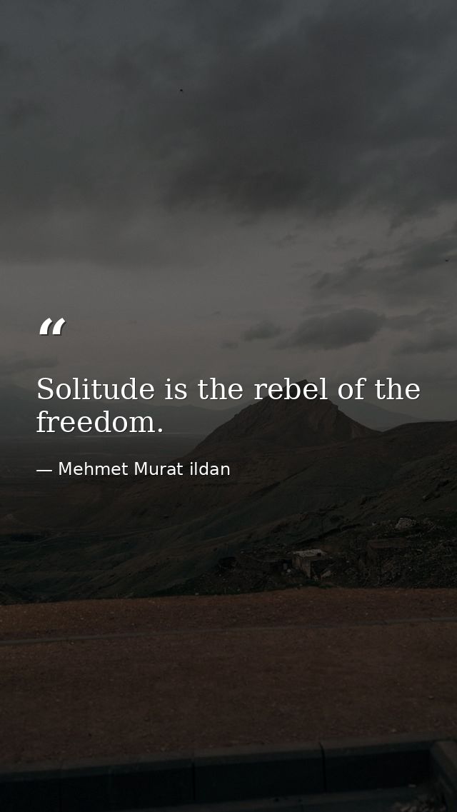 Solitude is the rebel of the freedom. — Mehmet Murat ildan