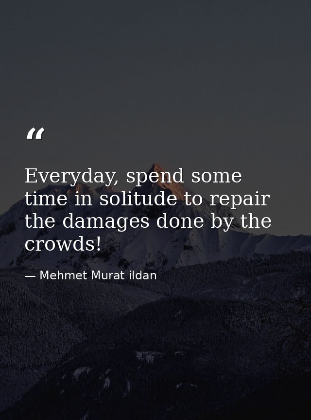 Everyday, spend some time in solitude to repair the damages done by the crowds! — Mehmet Murat ildan