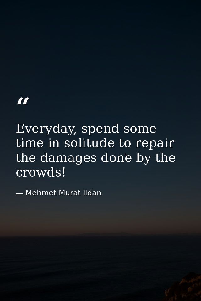Everyday, spend some time in solitude to repair the damages done by the crowds! — Mehmet Murat ildan