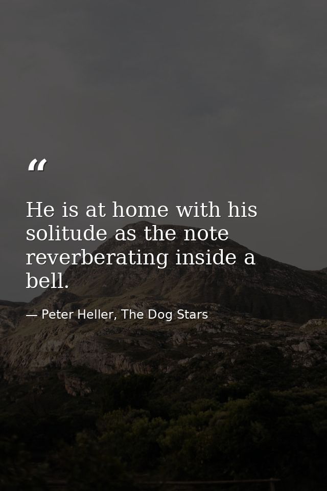 He is at home with his solitude as the note reverberating inside a bell. — Peter Heller, The Dog Stars