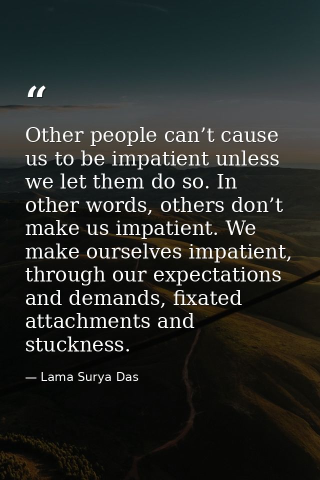 Other people can’t cause us to be impatient unless we let them do so. In other words, others don’t make us impatient. We — Lama Surya Das