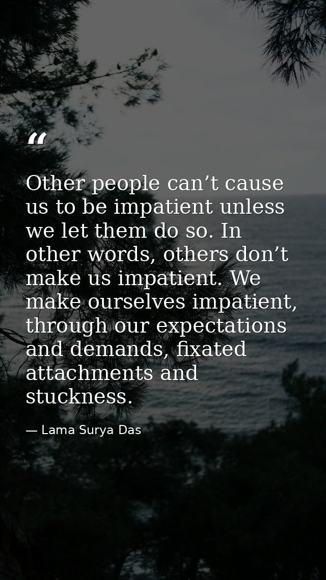 Other people can’t cause us to be impatient unless we let them do so. In other words, others don’t make us impatient. We — Lama Surya Das