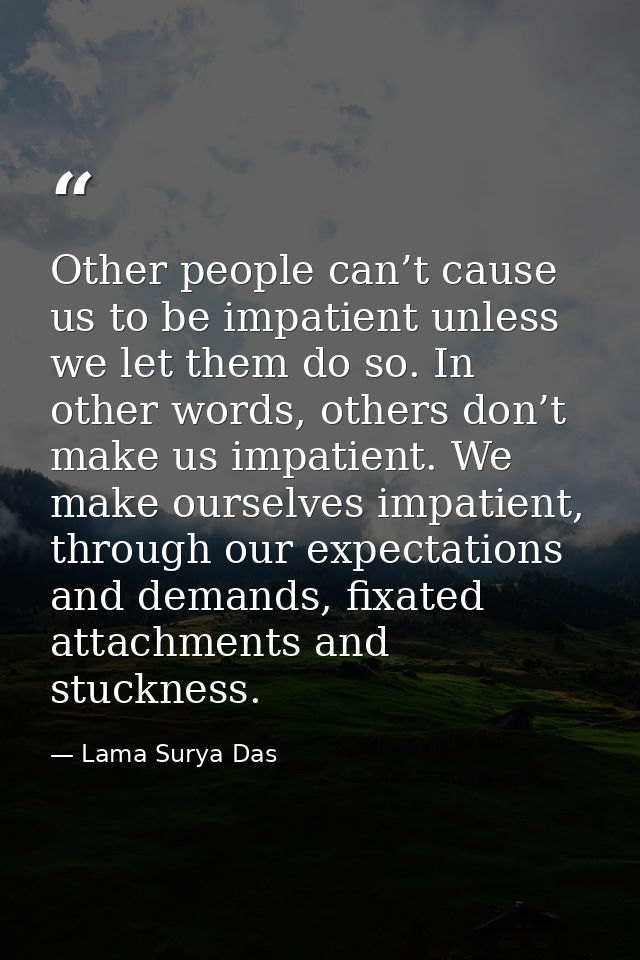 Other people can’t cause us to be impatient unless we let them do so. In other words, others don’t make us impatient. We — Lama Surya Das