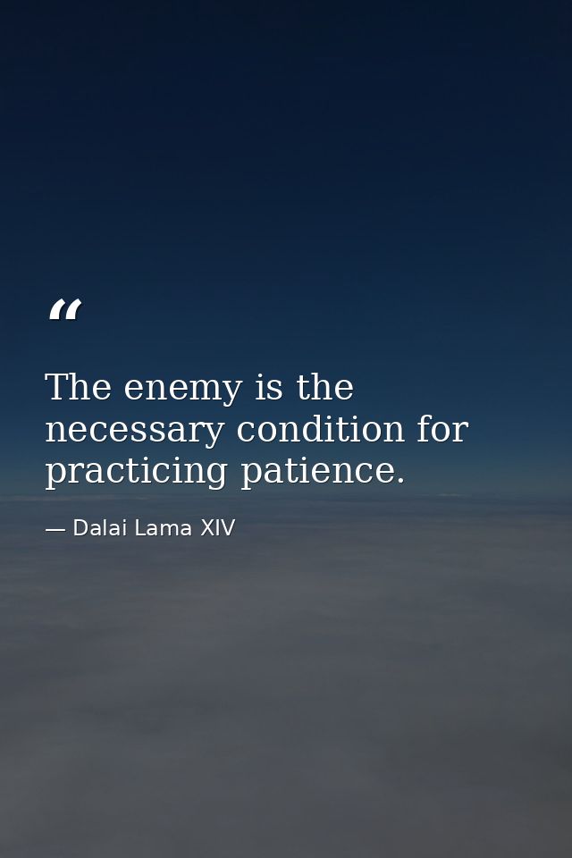 The enemy is the necessary condition for practicing patience. — Dalai Lama XIV