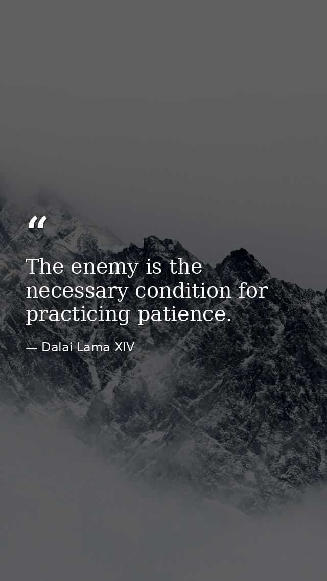 The enemy is the necessary condition for practicing patience. — Dalai Lama XIV