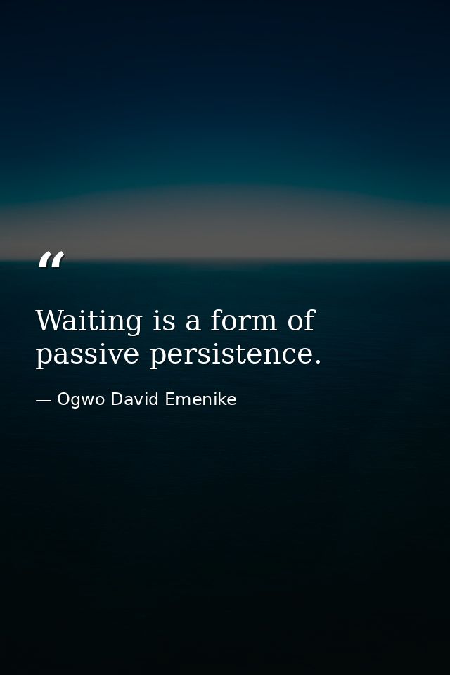 Waiting is a form of passive persistence. — Ogwo David Emenike