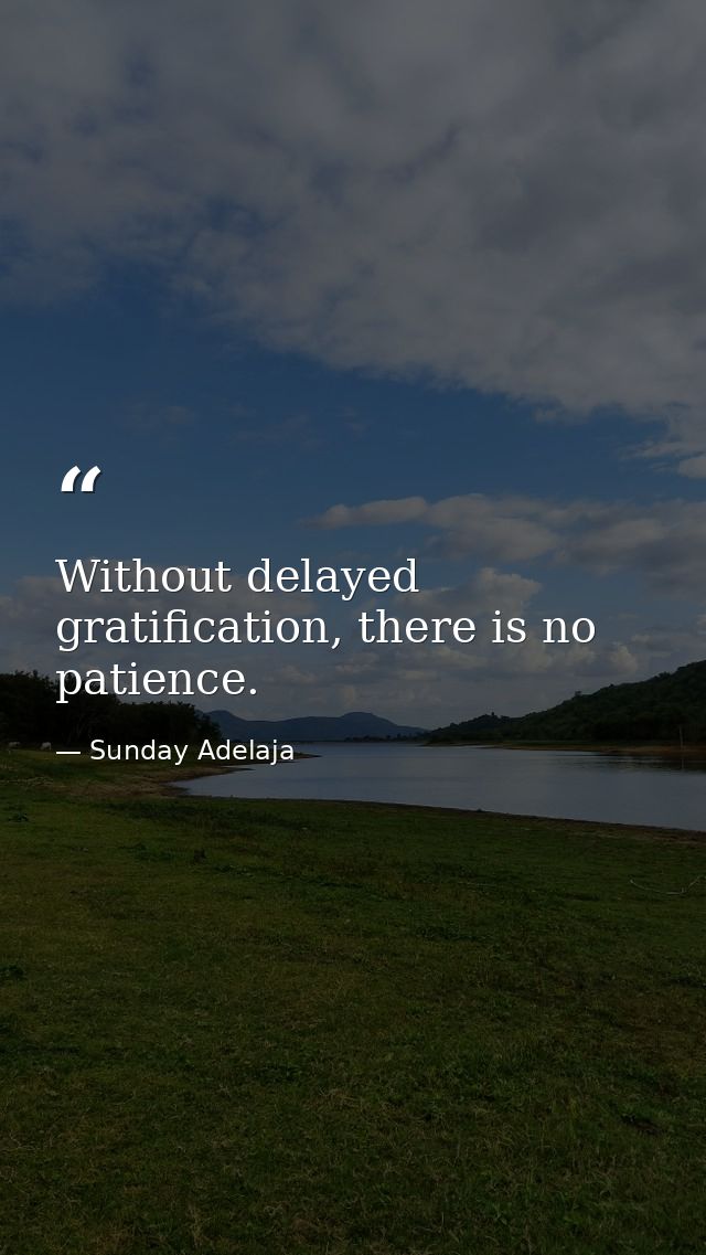 Without delayed gratification, there is no patience. — Sunday Adelaja