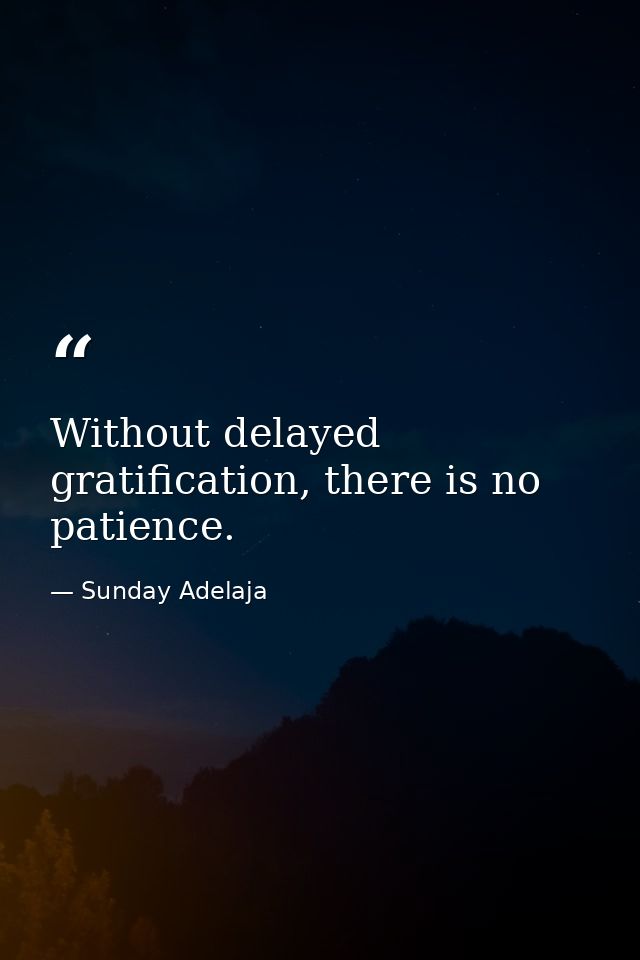Without delayed gratification, there is no patience. — Sunday Adelaja