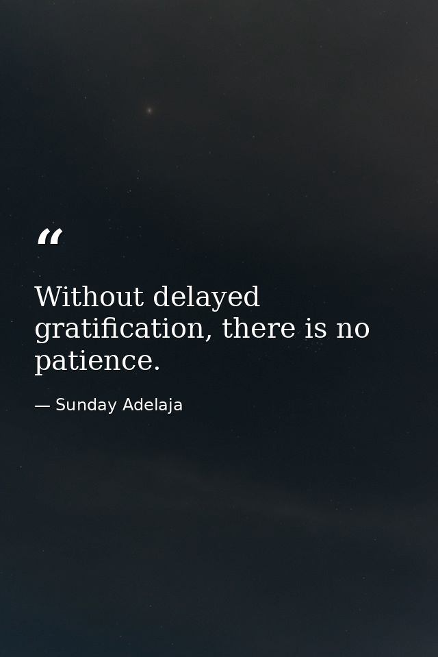 Without delayed gratification, there is no patience. — Sunday Adelaja