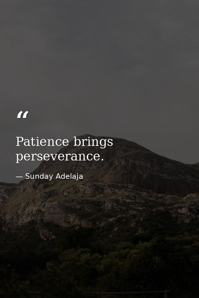 Patience brings perseverance. — Sunday Adelaja