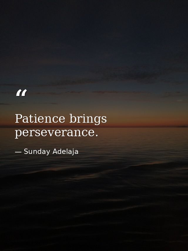 Patience brings perseverance. — Sunday Adelaja
