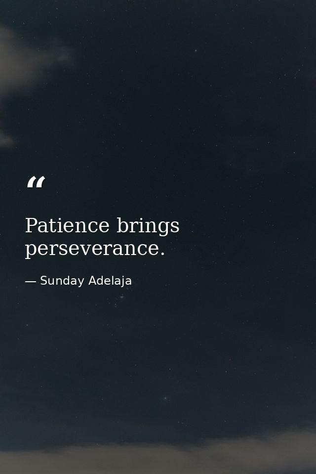 Patience brings perseverance. — Sunday Adelaja