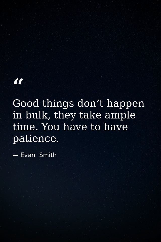 Good things don’t happen in bulk, they take ample time. You have to have patience. — Evan  Smith