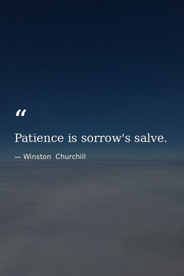Patience is sorrow's salve. — Winston  Churchill