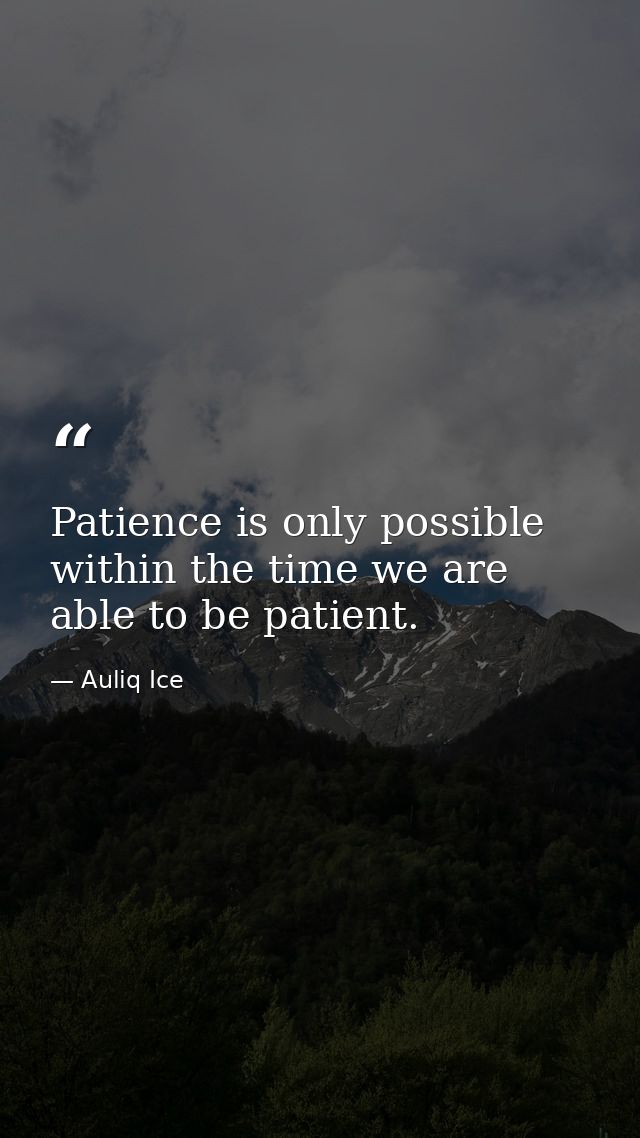 Patience is only possible within the time we are able to be patient. — Auliq Ice