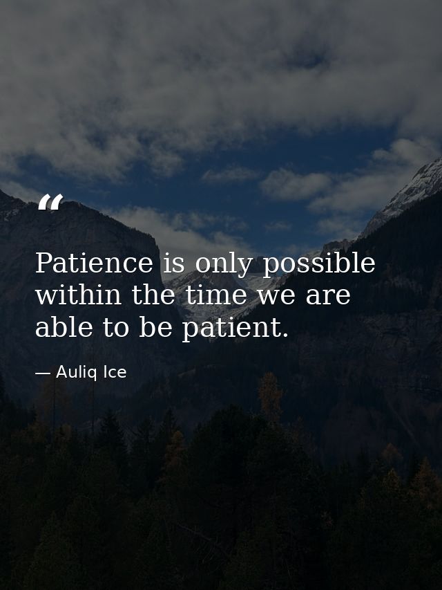 Patience is only possible within the time we are able to be patient. — Auliq Ice