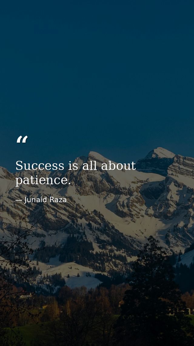 Success is all about patience. — Junaid Raza