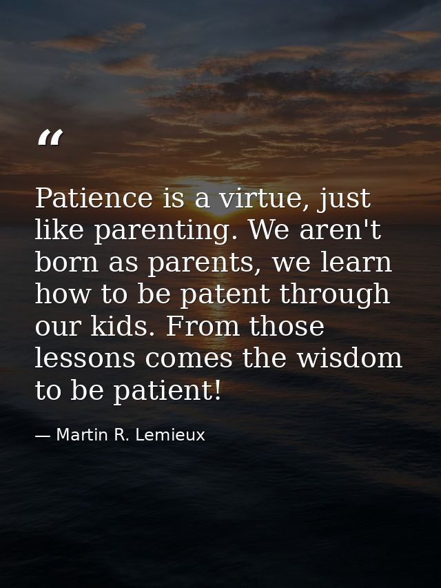 Patience is a virtue, just like parenting. We aren't born as parents, we learn how to be patent through our kids. From t — Martin R. Lemieux