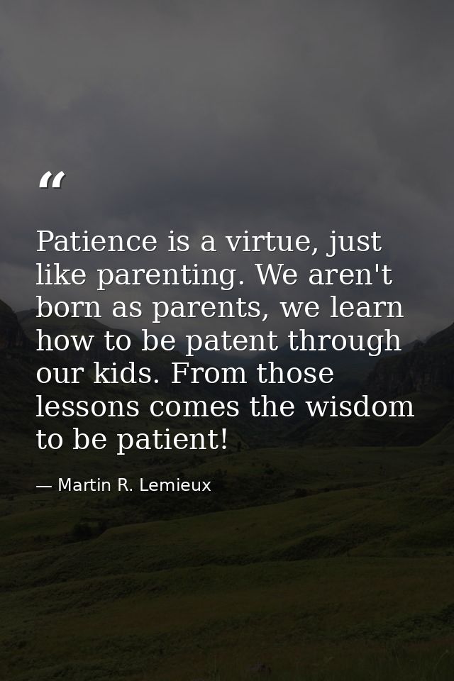 Patience is a virtue, just like parenting. We aren't born as parents, we learn how to be patent through our kids. From t — Martin R. Lemieux