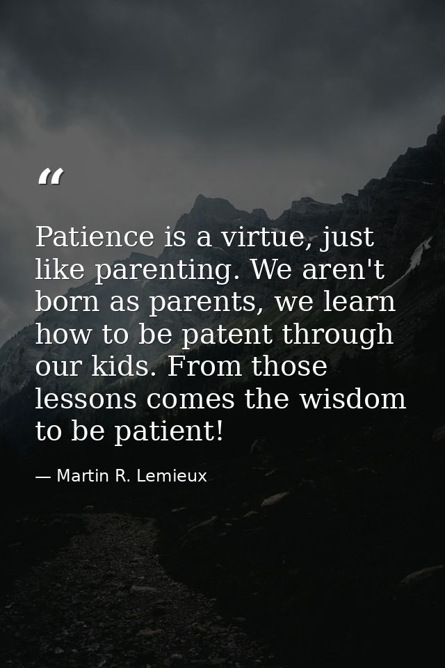 Patience is a virtue, just like parenting. We aren't born as parents, we learn how to be patent through our kids. From t — Martin R. Lemieux