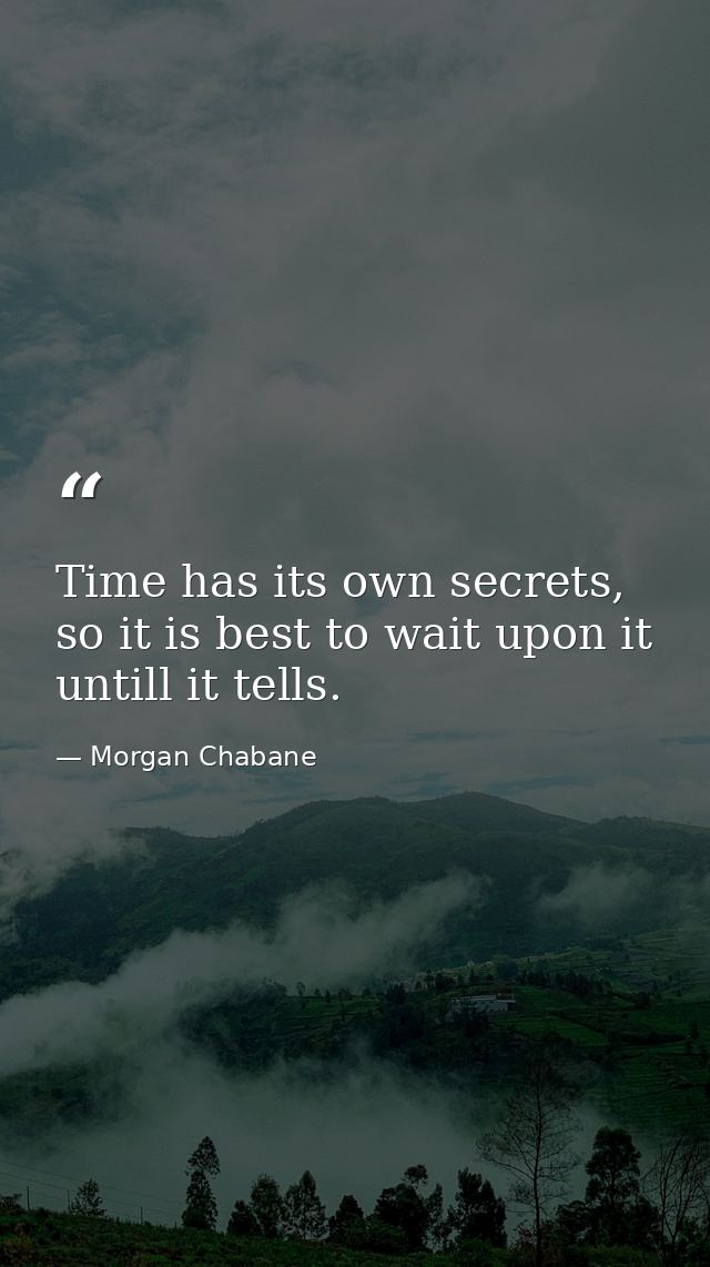 Time has its own secrets, so it is best to wait upon it untill it tells. — Morgan Chabane