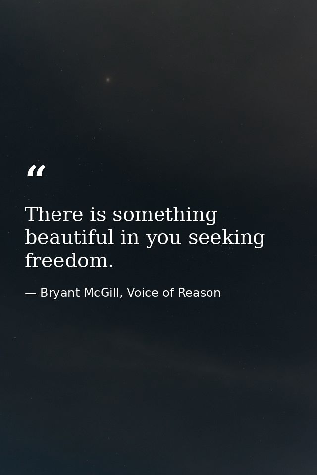 There is something beautiful in you seeking freedom. — Bryant McGill, Voice of Reason