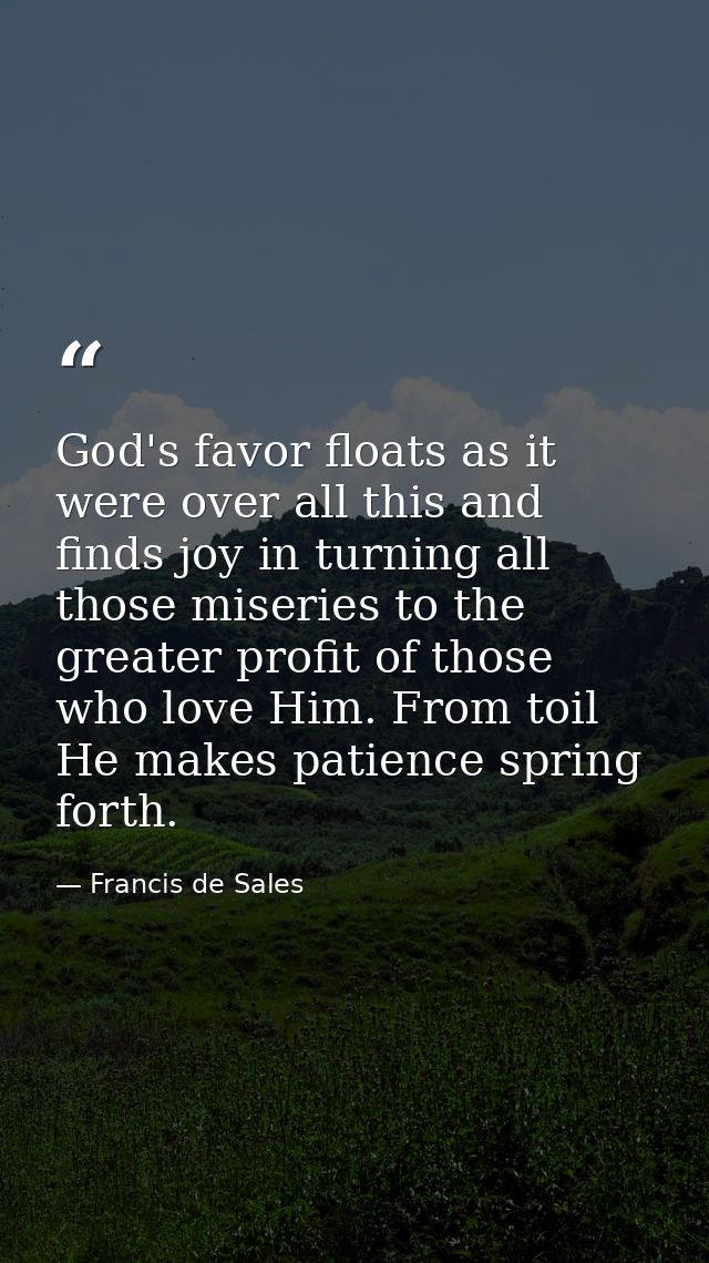 God's favor floats as it were over all this and finds joy in turning all those miseries to the greater profit of those w — Francis de Sales