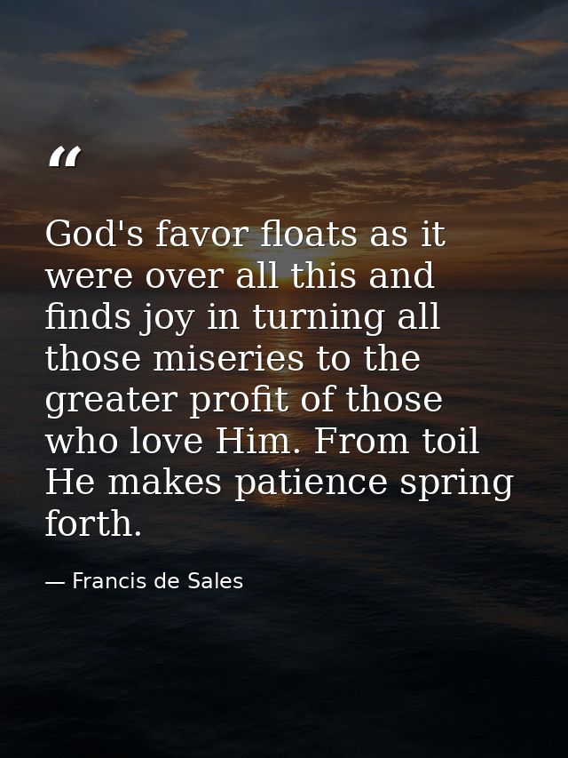 God's favor floats as it were over all this and finds joy in turning all those miseries to the greater profit of those w — Francis de Sales