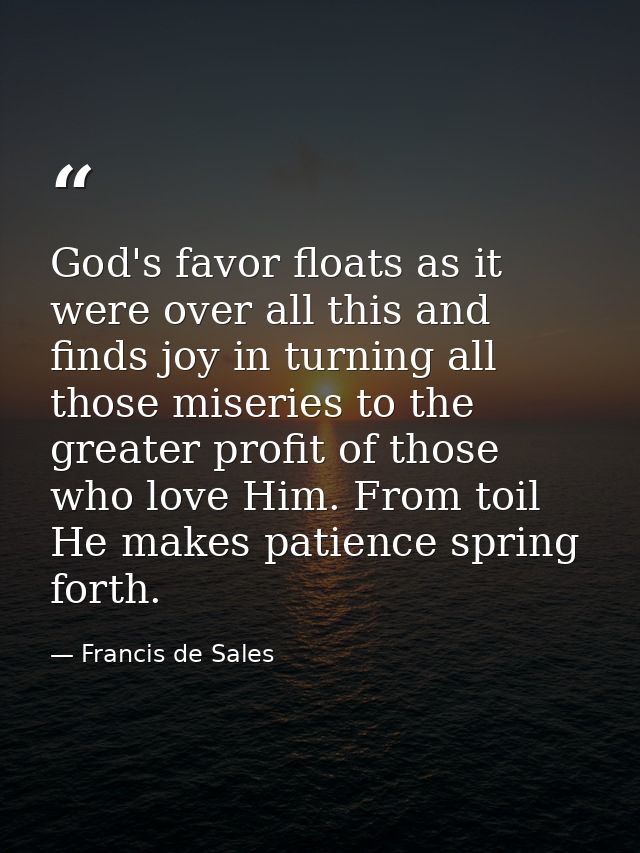 God's favor floats as it were over all this and finds joy in turning all those miseries to the greater profit of those w — Francis de Sales