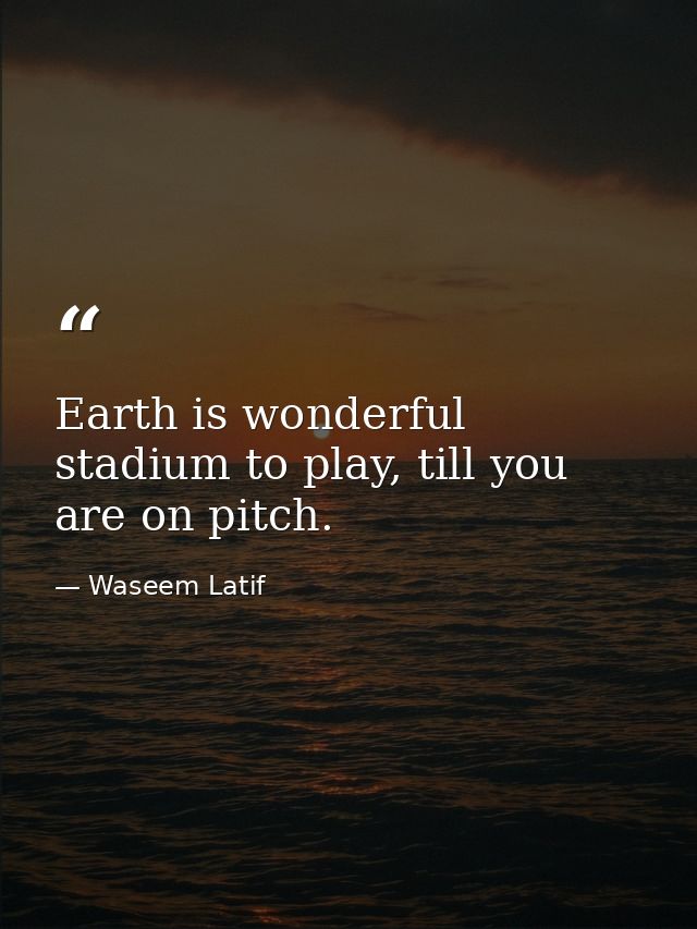 Earth is wonderful stadium to play, till you are on pitch. — Waseem Latif