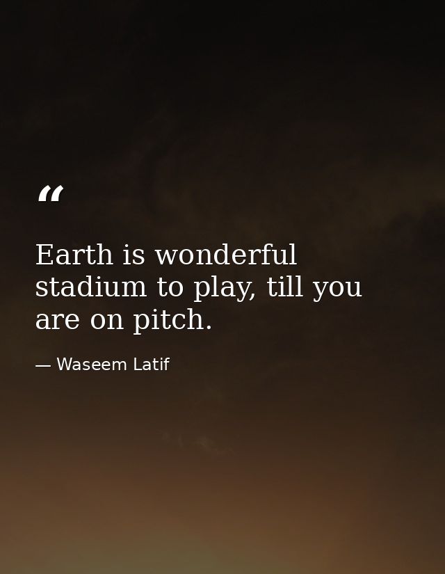 Earth is wonderful stadium to play, till you are on pitch. — Waseem Latif