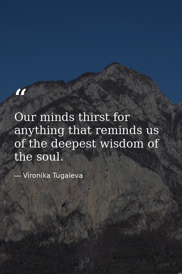 Our minds thirst for anything that reminds us of the deepest wisdom of the soul. — Vironika Tugaleva