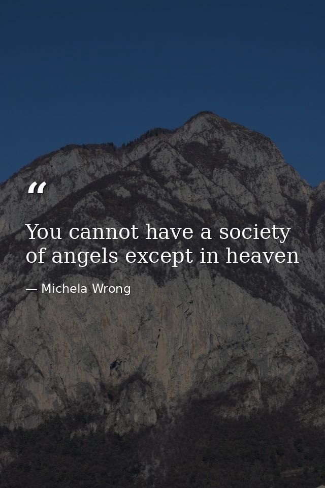 You cannot have a society of angels except in heaven — Michela Wrong
